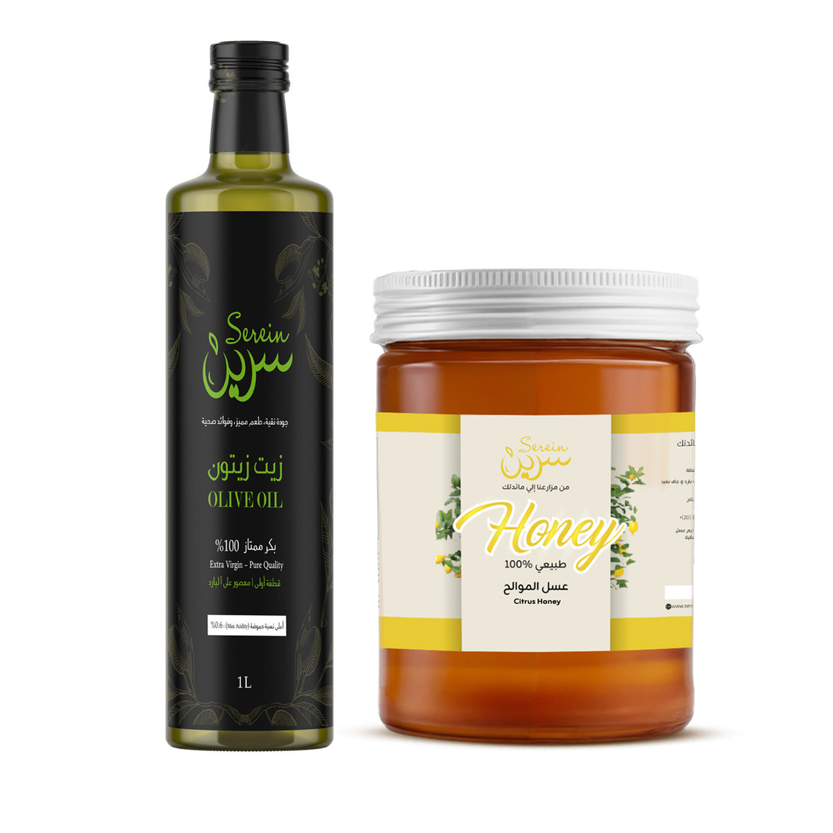 باقة زيت زيتون بكر 1000 مل ممتاز فاخر + عسل زهور الموالح